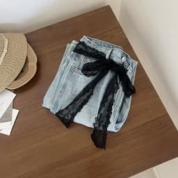 Stylish Y2K Long Lace Floral Bow Belt; Waistband for Effortless Dress or Jeans Styling; Versatile as Hair Band or Lace Scarf