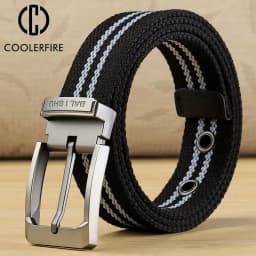 New Men's Fabric Belt Canvas Belt Drill Hole Fabric Belt Casual Fashion Men's Belt Jeans Men's Belt Stripe Table HB072