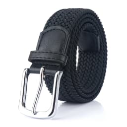 VATLTY Fashion Woven Elastic Belt for Women Men Solid Alloy Silver Buckle Stretch Strap Female Jeans Brown Belt Girdles Male
