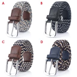 VATLTY Fashion Woven Elastic Belt for Women Men Solid Alloy Silver Buckle Stretch Strap Female Jeans Brown Belt Girdles Male