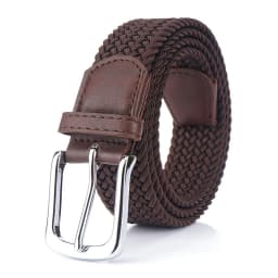 VATLTY Fashion Woven Elastic Belt for Women Men Solid Alloy Silver Buckle Stretch Strap Female Jeans Brown Belt Girdles Male