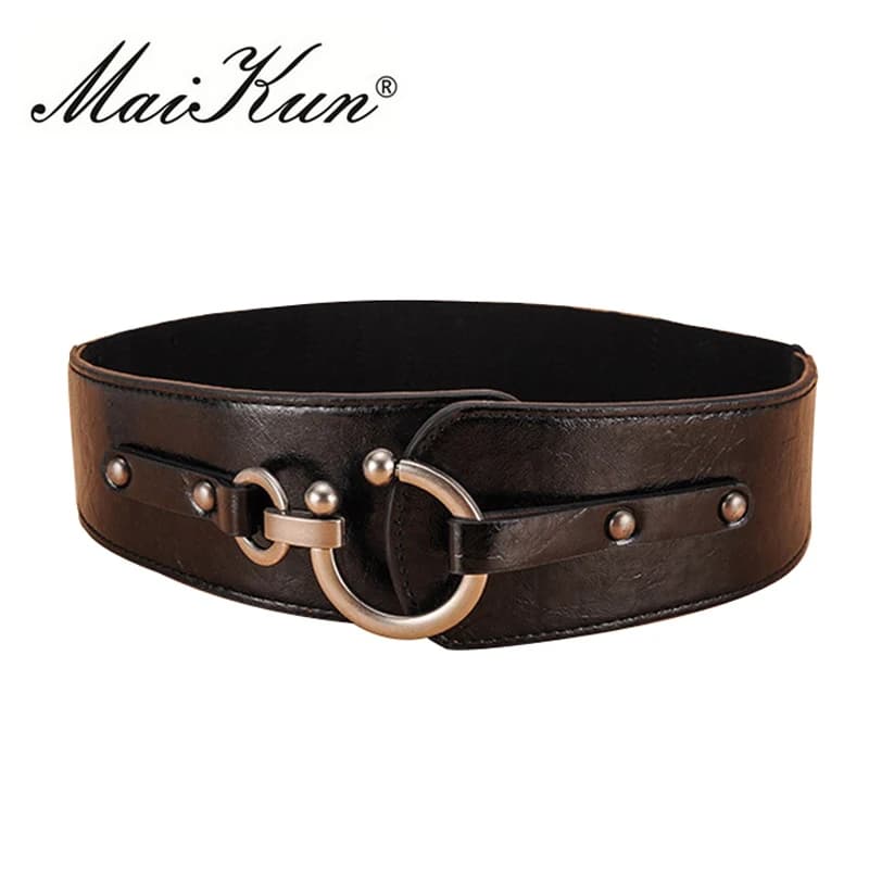Maikun Wide Belts for Women Vintage Elastic Womens Belt Metal Hook Buckle