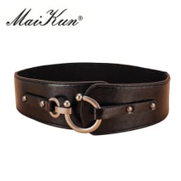 Maikun Wide Belts for Women Vintage Elastic Womens Belt Metal Hook Buckle