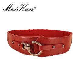 Maikun Wide Belts for Women Vintage Elastic Womens Belt Metal Hook Buckle