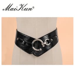 Maikun Wide Belts for Women Vintage Elastic Womens Belt Metal Hook Buckle