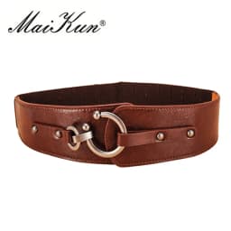 Maikun Wide Belts for Women Vintage Elastic Womens Belt Metal Hook Buckle