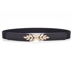 SISHION Summer Fashion Women Belts for Dress SH032 PU Leather Thin Elastic Waist Belt Slim Waistband Black Camel Coffee