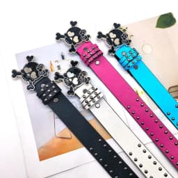 Women PU Belt Skull Buckle Waist Belt Subcultures Rivets Studded Waistband 2000s Jeans Pants Belt Hot Girl Waistband