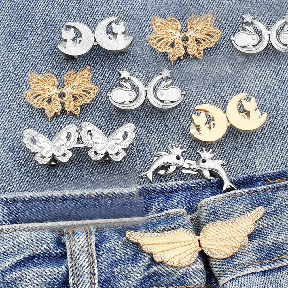 Clothing Accessories Waist Closing Button Metal Pins Removable Tighten Waist Button Adjustable Jeans Ornaments Waist Clip Women