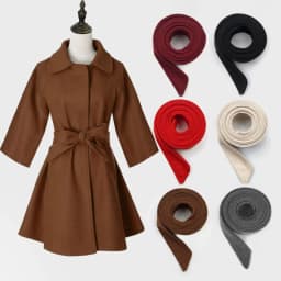 Women Double-Sided Faux Woolen Coat Belt 5x175cm Red Black Grey Yellow Pink Solid Colors Unisex Waist Belt