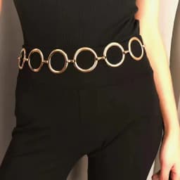 New Metal Round Chain Belt For Women Gold Silver Circle Waist Chain Female Girl Adjustable Thin Waistband Dress Accessories