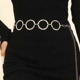 New Metal Round Chain Belt For Women Gold Silver Circle Waist Chain Female Girl Adjustable Thin Waistband Dress Accessories