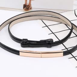 Fashion New Thin PU Leather Belt For Women Lady Gold Metal Buckle Adjustable Waistband Dress Coat Decoration Waist Straps