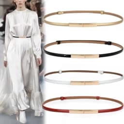 Fashion New Thin PU Leather Belt For Women Lady Gold Metal Buckle Adjustable Waistband Dress Coat Decoration Waist Straps