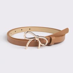 Women Fashionable Gold Silver Bowknot Buckle Belt PU Leather Thin Belt Casual Versatile Trend Jeans Ladies Waistband