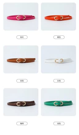 1x110cm Women Thin Belts PU Leather Simple Metal Buckle Belt Girls Dress Jean Pants Waistband Belt