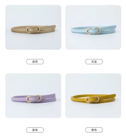 1x110cm Women Thin Belts PU Leather Simple Metal Buckle Belt Girls Dress Jean Pants Waistband Belt