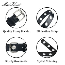 Maikun Punk Belts for Women Adjustable Hole Grunge Women Belt Luxury Designer Pin Buckle Leather Belt for Pants Dresses