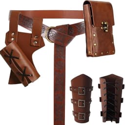 UYEE Renaissance Viking Belt Medieval Vintage Waist Bag Faux Leather Bracers Accessories for Halloween LARP Cosplay Belt