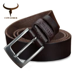 COWATHER top cow genuine leather men belts 2021 newest arrival three color hot design jeans belt for male original brand