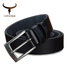 COWATHER top cow genuine leather men belts 2021 newest arrival three color hot design jeans belt for male original brand