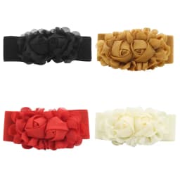 Fashion Belt For Women's Double Rose Flowers Elastic Stretch Waist Belt Wide Stretch Waistband