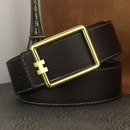 Designer Square Slide Fashion Buckle Brown Belts High Quality Men Full Grain Leather Luxury Famous Brand Young Men Ceinture Homm