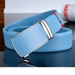 Men and Women Sky-blue Automatic Buckle Belt 2026 New Fashion Male Business Leisure Belt Bandwidth 3CM & 3.5CM