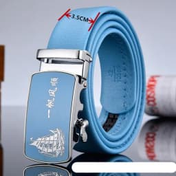 Men and Women Sky-blue Automatic Buckle Belt 2026 New Fashion Male Business Leisure Belt Bandwidth 3CM & 3.5CM