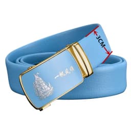 Men and Women Sky-blue Automatic Buckle Belt 2026 New Fashion Male Business Leisure Belt Bandwidth 3CM & 3.5CM