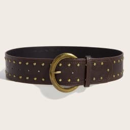 American Streetwear Rivet Wide Belt Women Vintage Metal Buckle Black/Brown Street Style Accessory