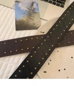 American Streetwear Rivet Wide Belt Women Vintage Metal Buckle Black/Brown Street Style Accessory