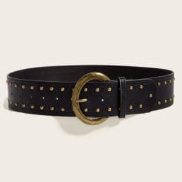 American Streetwear Rivet Wide Belt Women Vintage Metal Buckle Black/Brown Street Style Accessory