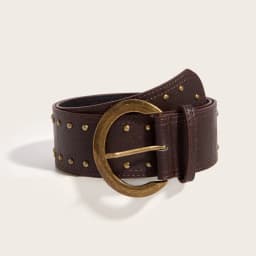 American Streetwear Rivet Wide Belt Women Vintage Metal Buckle Black/Brown Street Style Accessory