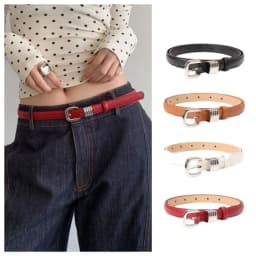 Casual Y2k Women's Belt Thin PU Leather Waist Belt Korean Style Red Dress Jeans Belt Spicy Girls
