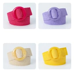 Green Black Yellow Vintage Braided Waist Belt Female Belt Round Buckle Wide Style Elasticity Belt for Women Clothing Accessories