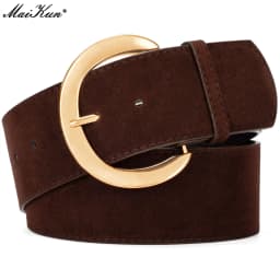 Maikun Wide Suede Belts For Women Ladies Chunky Waistband Fashion For Dress with Gold Buckle