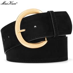 Maikun Wide Suede Belts For Women Ladies Chunky Waistband Fashion For Dress with Gold Buckle