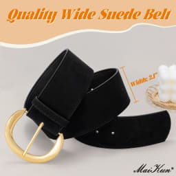Maikun Wide Suede Belts For Women Ladies Chunky Waistband Fashion For Dress with Gold Buckle