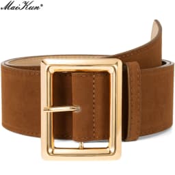 Maikun Wide Suede Belts For Women Ladies Chunky Waistband Fashion For Dress with Gold Buckle