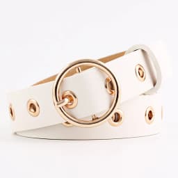 Men Women Punk Belt PU Leather Pin Buckle Jeans Strap Korean Full Hole Decorative Pants Chain Boys Girls Street Retro Waistband