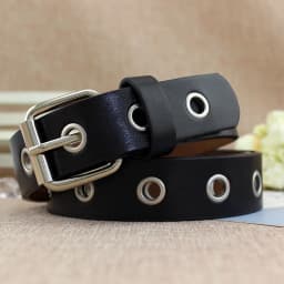 Men Women Punk Belt PU Leather Pin Buckle Jeans Strap Korean Full Hole Decorative Pants Chain Boys Girls Street Retro Waistband