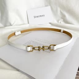 Horsebit Woman Belt Vintage Brass Lock Buckle PU Leather Thin Belts Adjustable Waistband For Ladies Dress Coat Suit Decor Strap