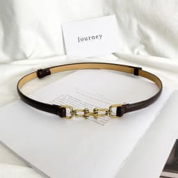 Horsebit Woman Belt Vintage Brass Lock Buckle PU Leather Thin Belts Adjustable Waistband For Ladies Dress Coat Suit Decor Strap