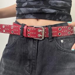 〔Funny〕Women's Rivet Belt Fashion Casual Punk Style Pu Leather Waistband Personalized Waistband Decoration Accessory