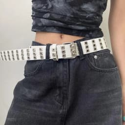 〔Funny〕Women's Rivet Belt Fashion Casual Punk Style Pu Leather Waistband Personalized Waistband Decoration Accessory