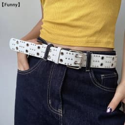 〔Funny〕Women's Rivet Belt Fashion Casual Punk Style Pu Leather Waistband Personalized Waistband Decoration Accessory