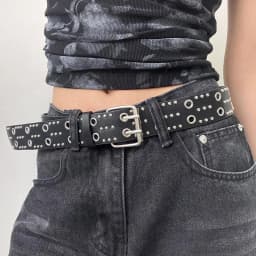 〔Funny〕Women's Rivet Belt Fashion Casual Punk Style Pu Leather Waistband Personalized Waistband Decoration Accessory