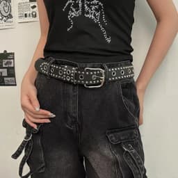 〔Funny〕Women's Rivet Belt Fashion Casual Punk Style Pu Leather Waistband Personalized Waistband Decoration Accessory