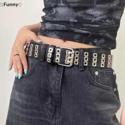 〔Funny〕Women's Rivet Belt Fashion Casual Punk Style Pu Leather Waistband Personalized Waistband Decoration Accessory